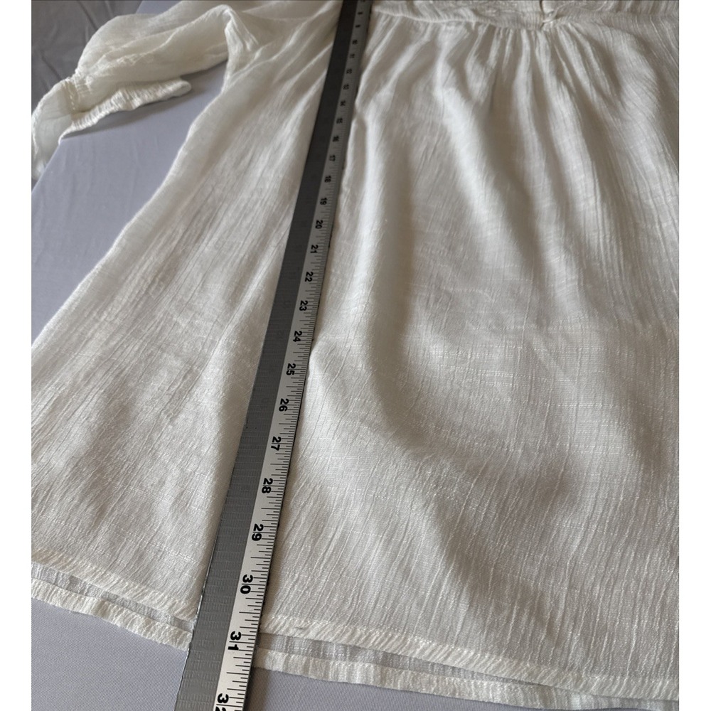 Boho Chic Sheer Embroidered‎ Floral Crochet Lace Crinkle Tunic Cover Up M Resort - Picture 10 of 11